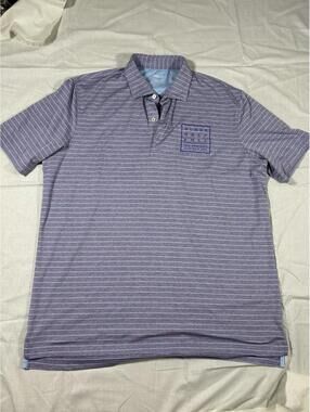 Johnnie O Polo Mens XL Golf Stretch Purple Blue Stripe Athletic Memphis Half Ful